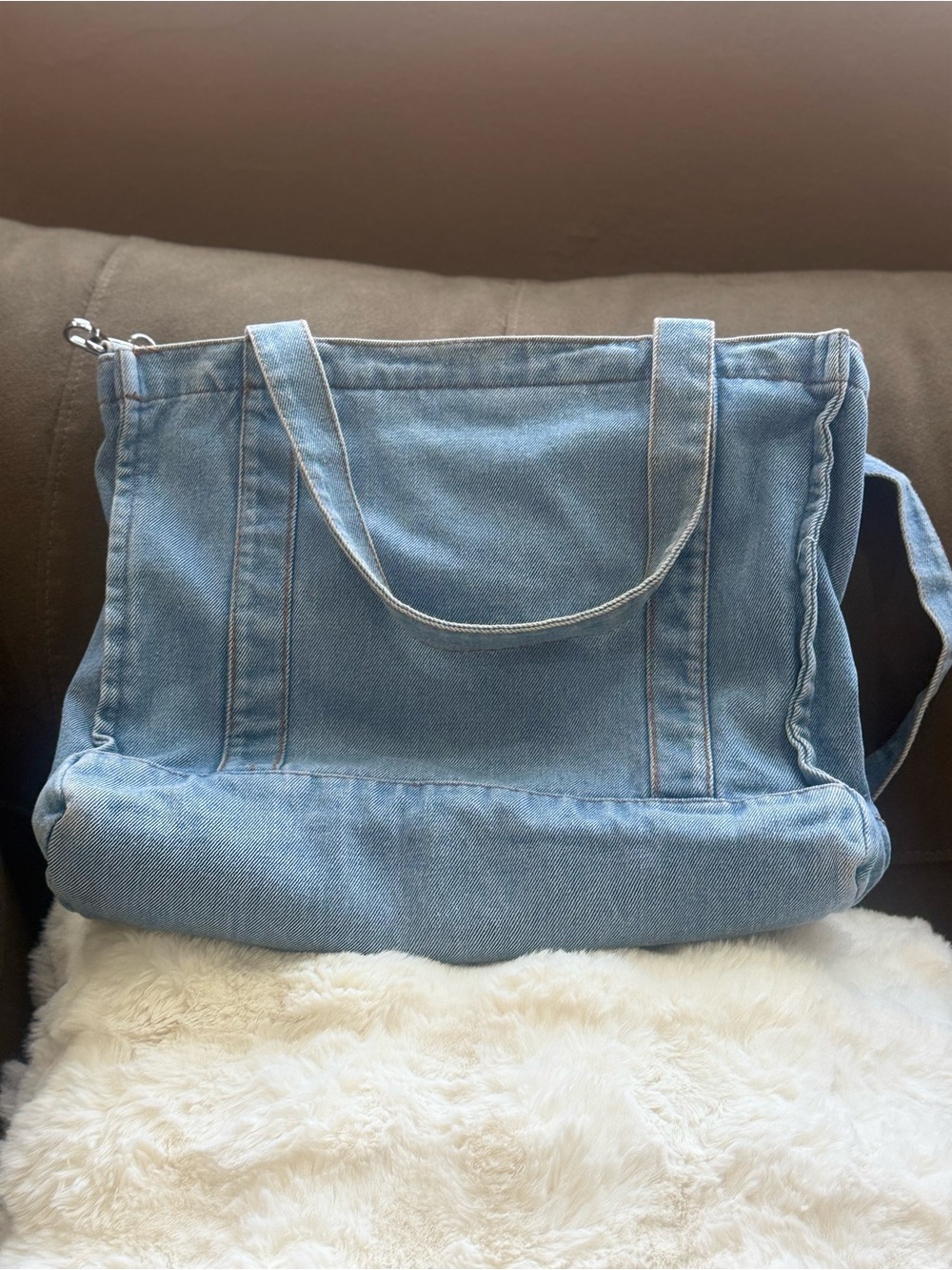 Casual Light Blue Denim Tote Bag - Women